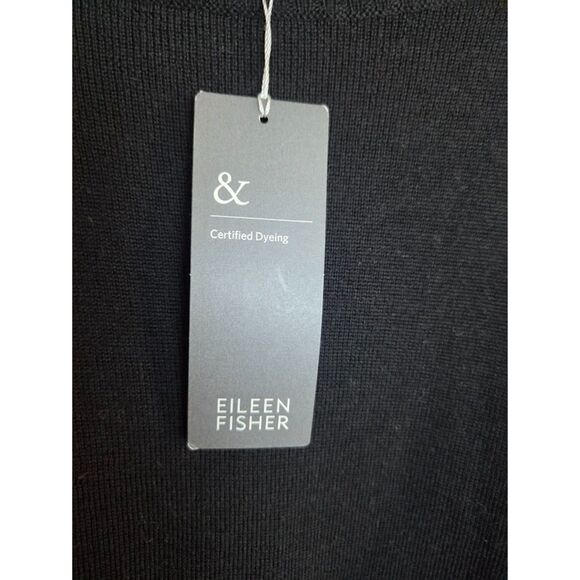 NWT Eileen Fisher Black Bateau Neck 100% Wool Knit Tunic Sweater size XL - Picture 7 of 9